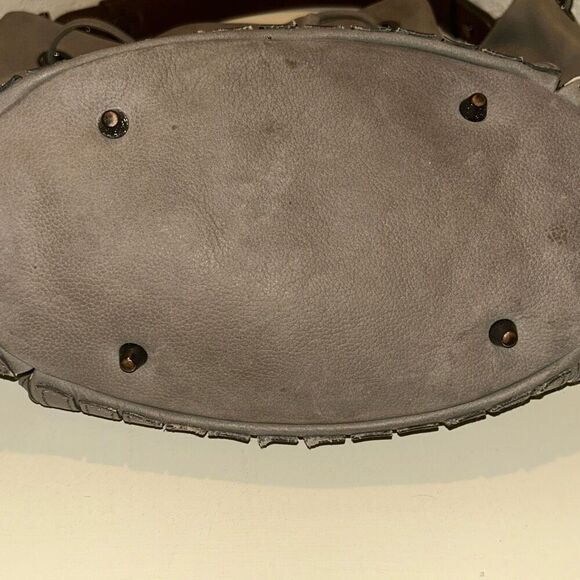 Anya Hindmarch Taupe Brown Leather Bucket Bag Tassel Fringe Purse Boho Western - Picture 12 of 15